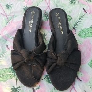 Charles Albert NY Slip On Sandals NWOB Black Suede